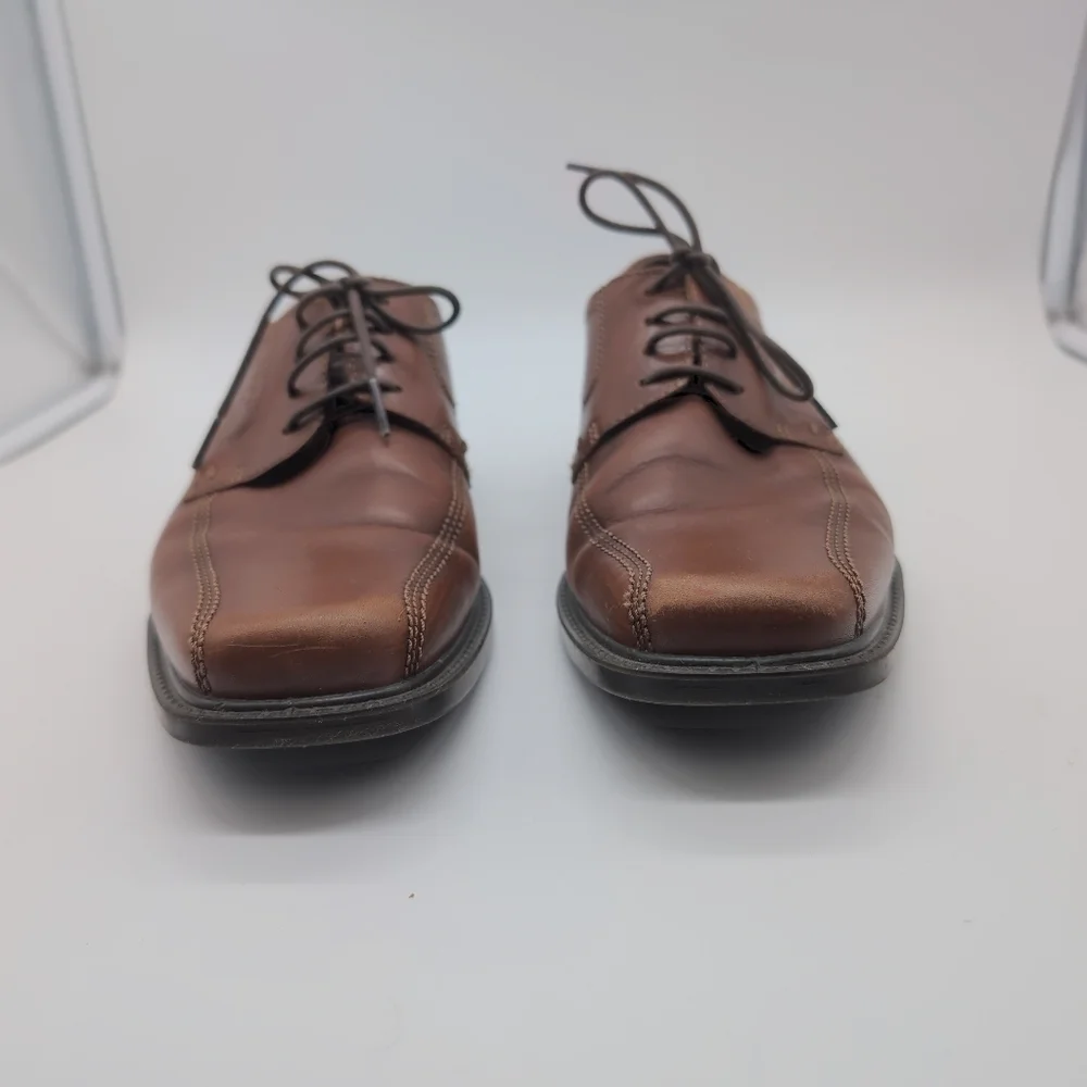 Ecco Sz 9 Classic Oxford Light Brown Leather Men's Shoes Minimum Wear